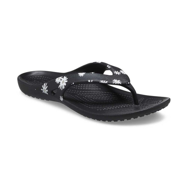 Women Black-Floral Casual Slippers