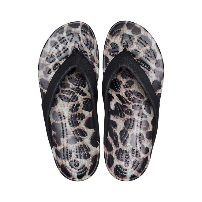 Women Black-Multi Animal Casual Slippers