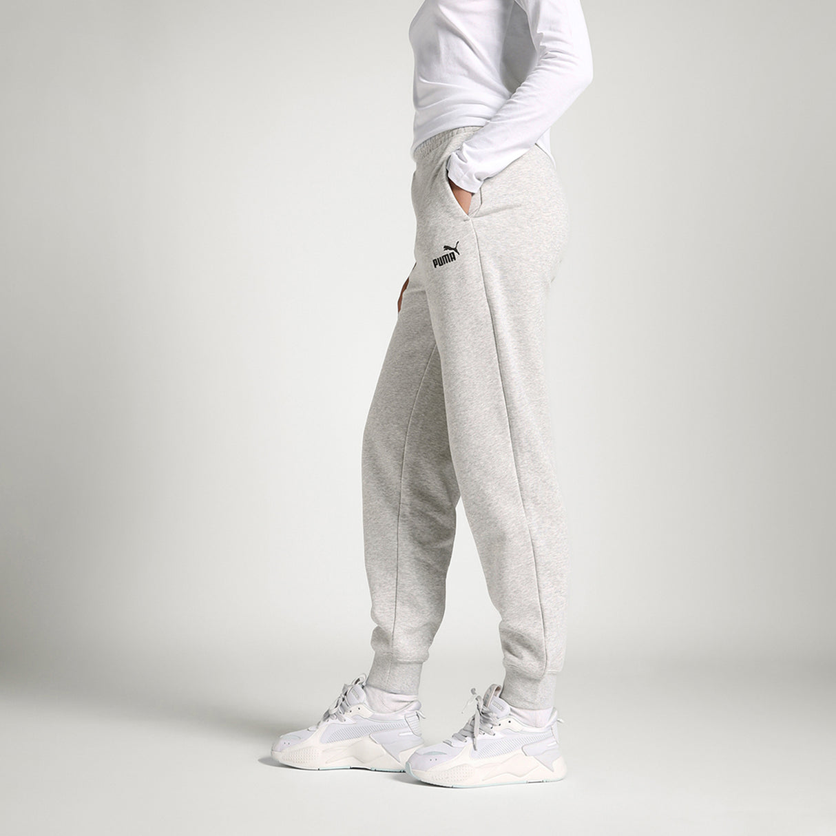 Puma Women Grey Ess Small No. 1 Logo Comfort High-Waist Apparels