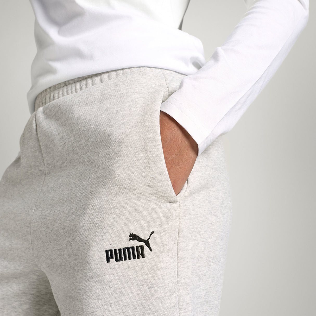 Puma Women Grey Ess Small No. 1 Logo Comfort High-Waist Apparels