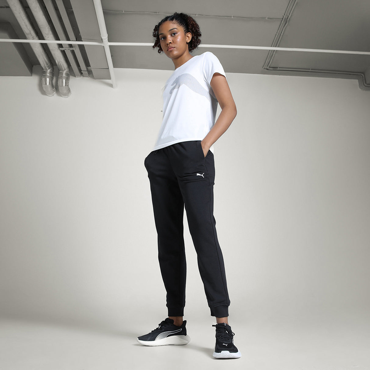 Puma Women Black W Tad Essential Ft Jogger Apparels