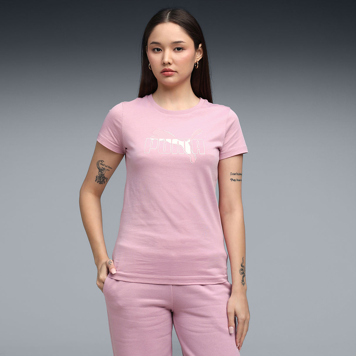 Puma Women Pink Ess Logo Lab Tee Apparels