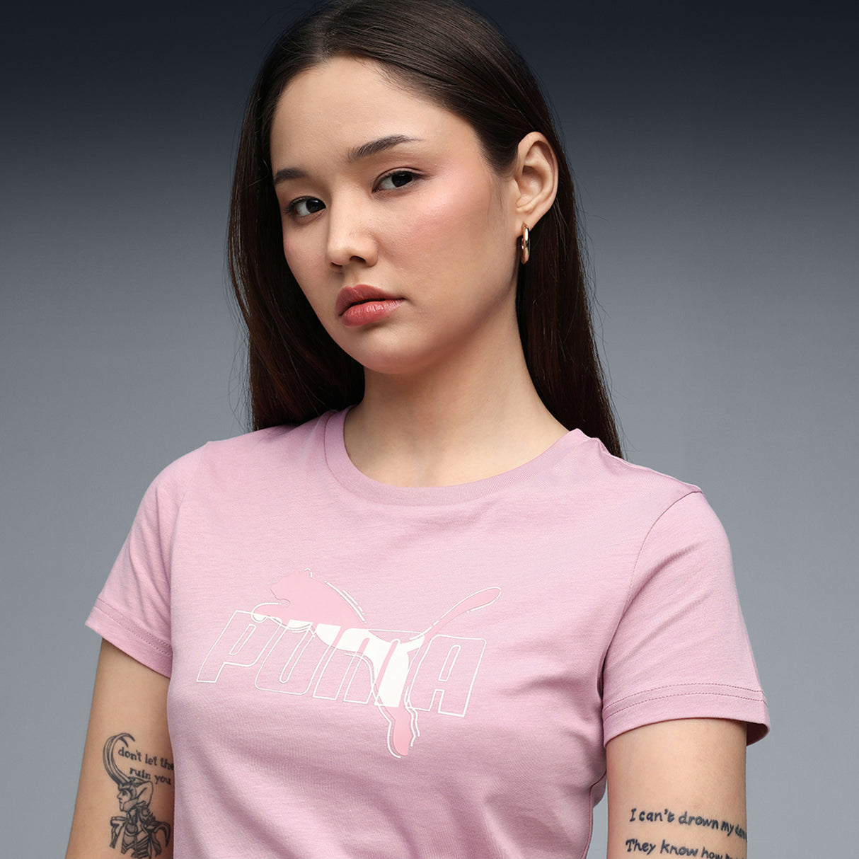 Puma Women Pink Ess Logo Lab Tee Apparels