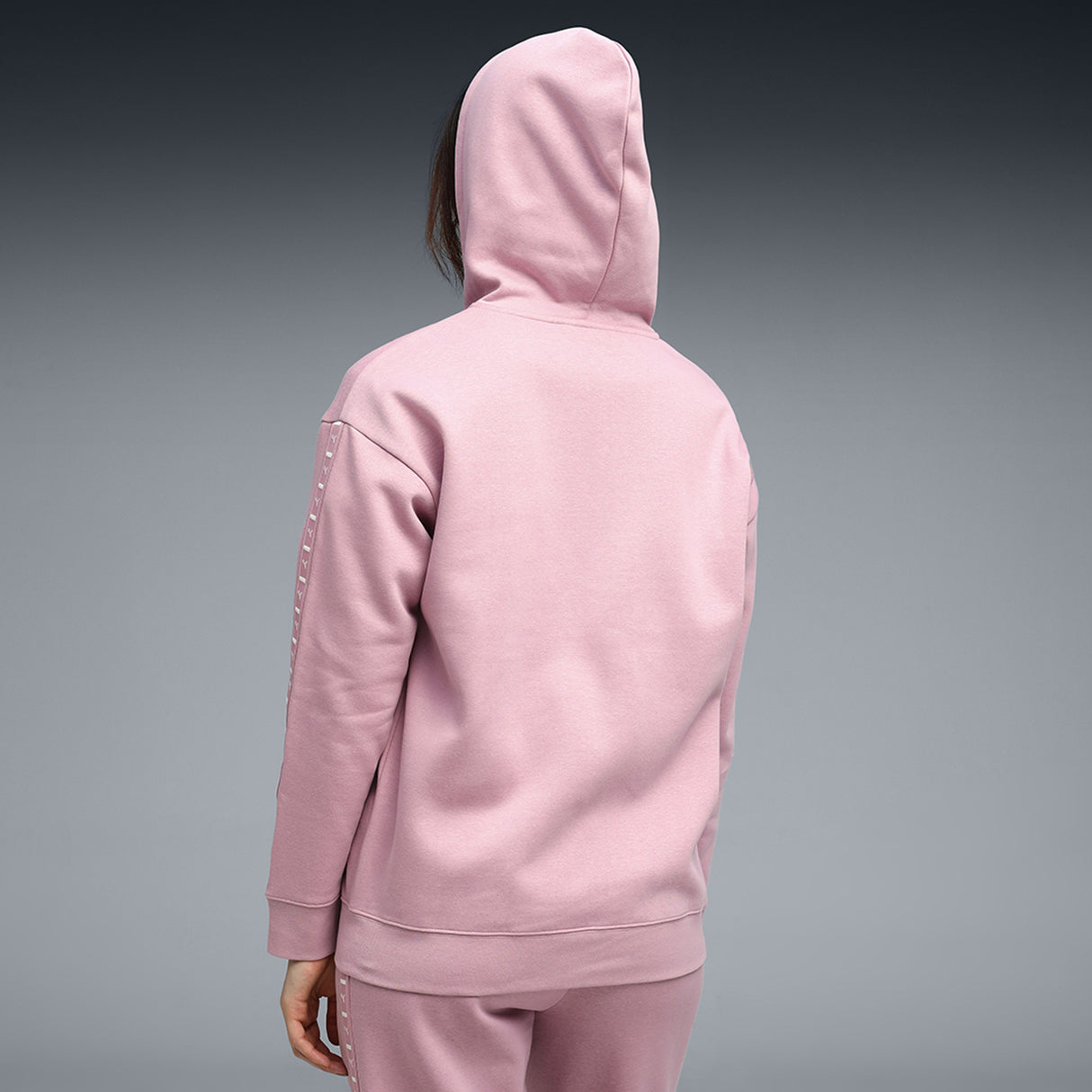 Puma Women Pink Ess Tape Relaxed Full-Zip Hoodie Fl Apparels