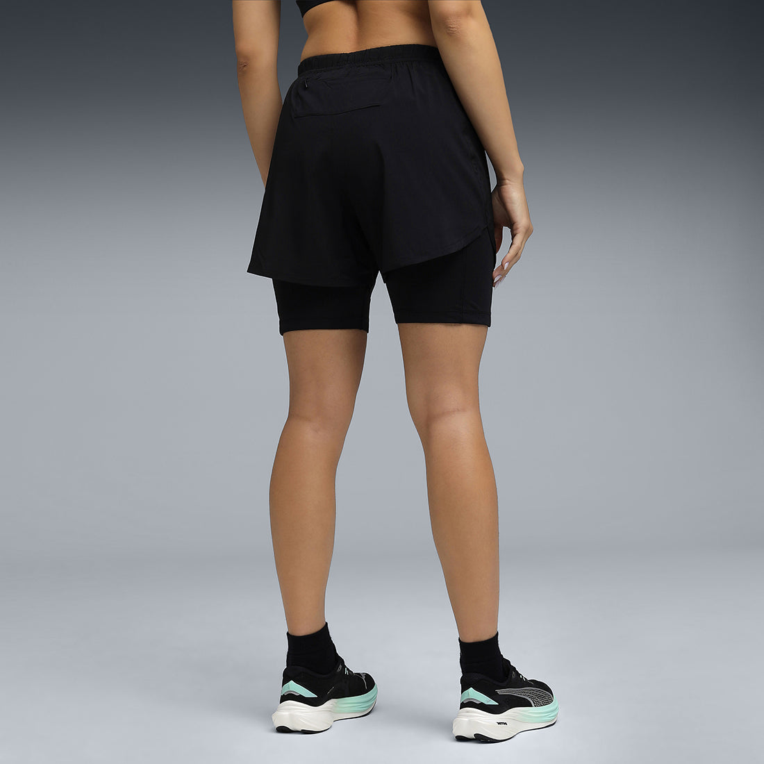 Puma Women Black Active Wear Shorts