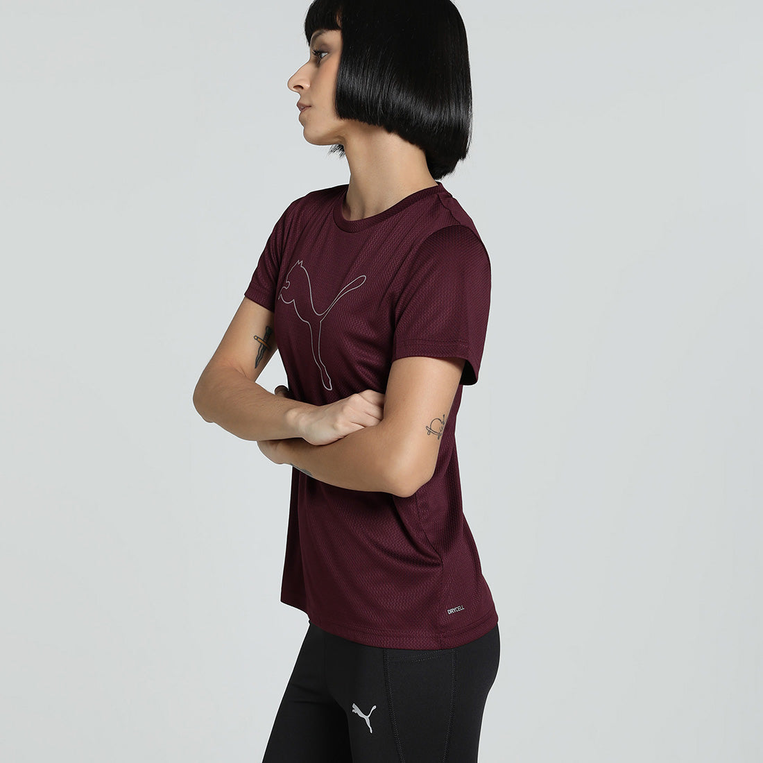 Puma Women Burgundy Active Wear T-Shirts