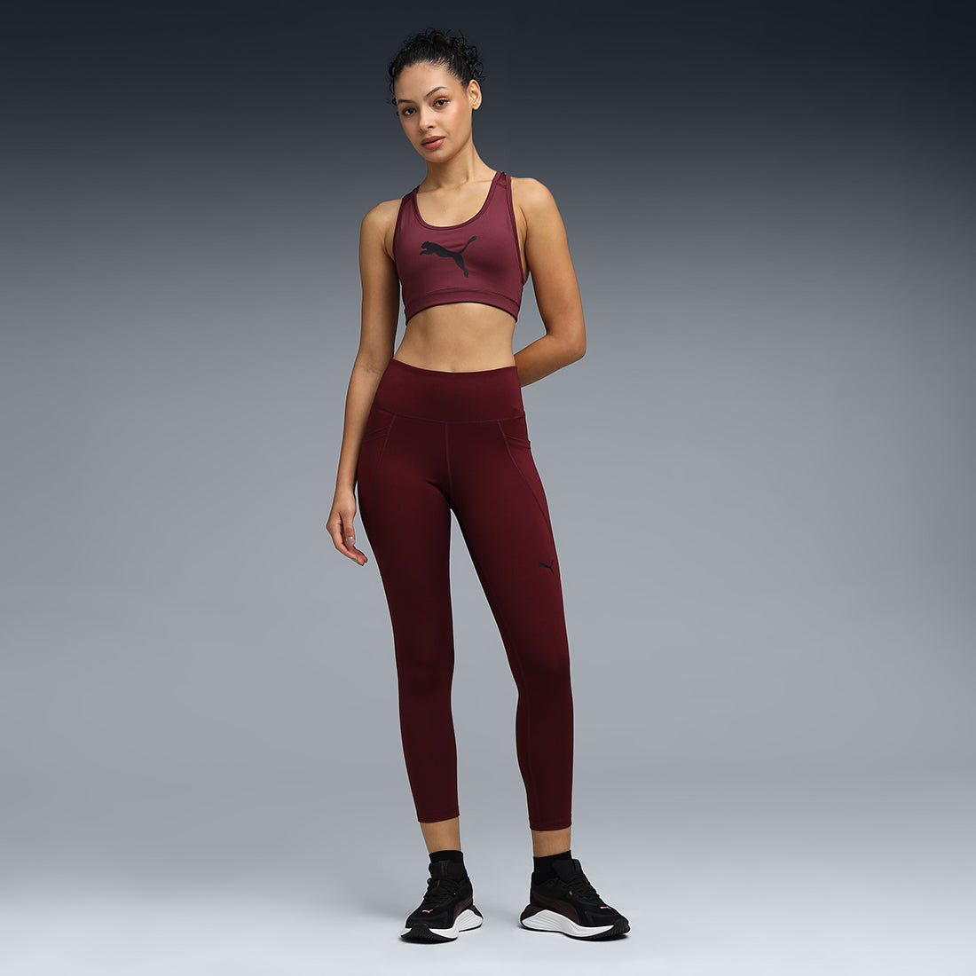 Puma Women Burgundy Active Wear Sports Bra