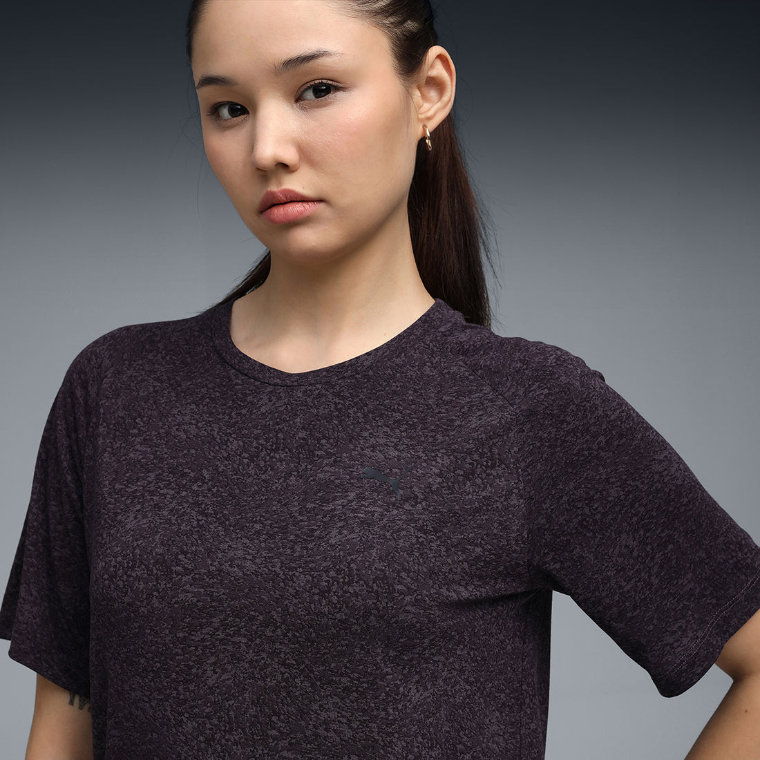 Puma Women Purple-Multi Active Wear T-Shirts