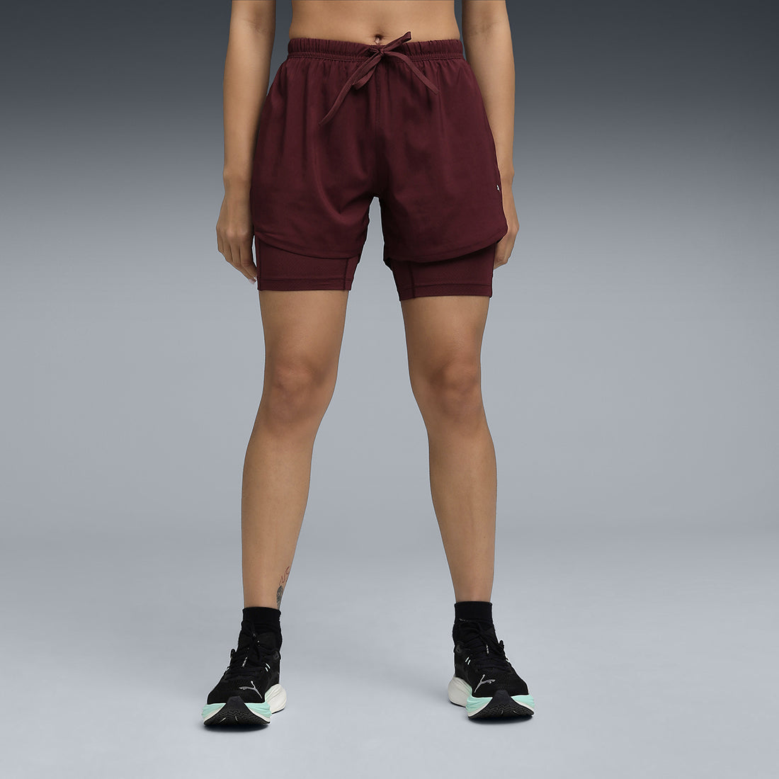 Puma Women Burgundy Active Wear Shorts
