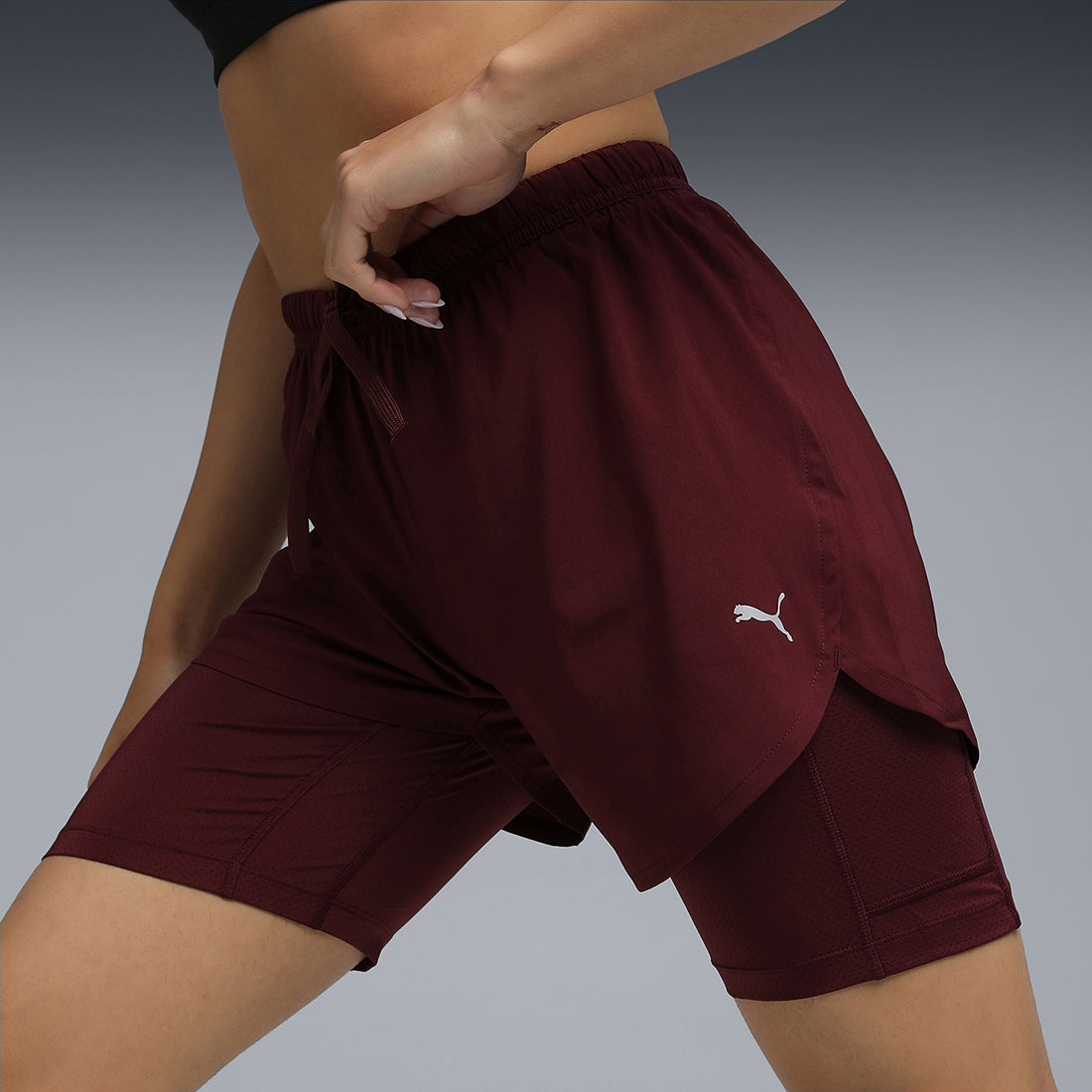 Puma Women Burgundy Active Wear Shorts