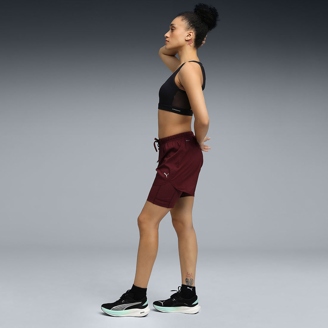 Puma Women Burgundy Active Wear Shorts