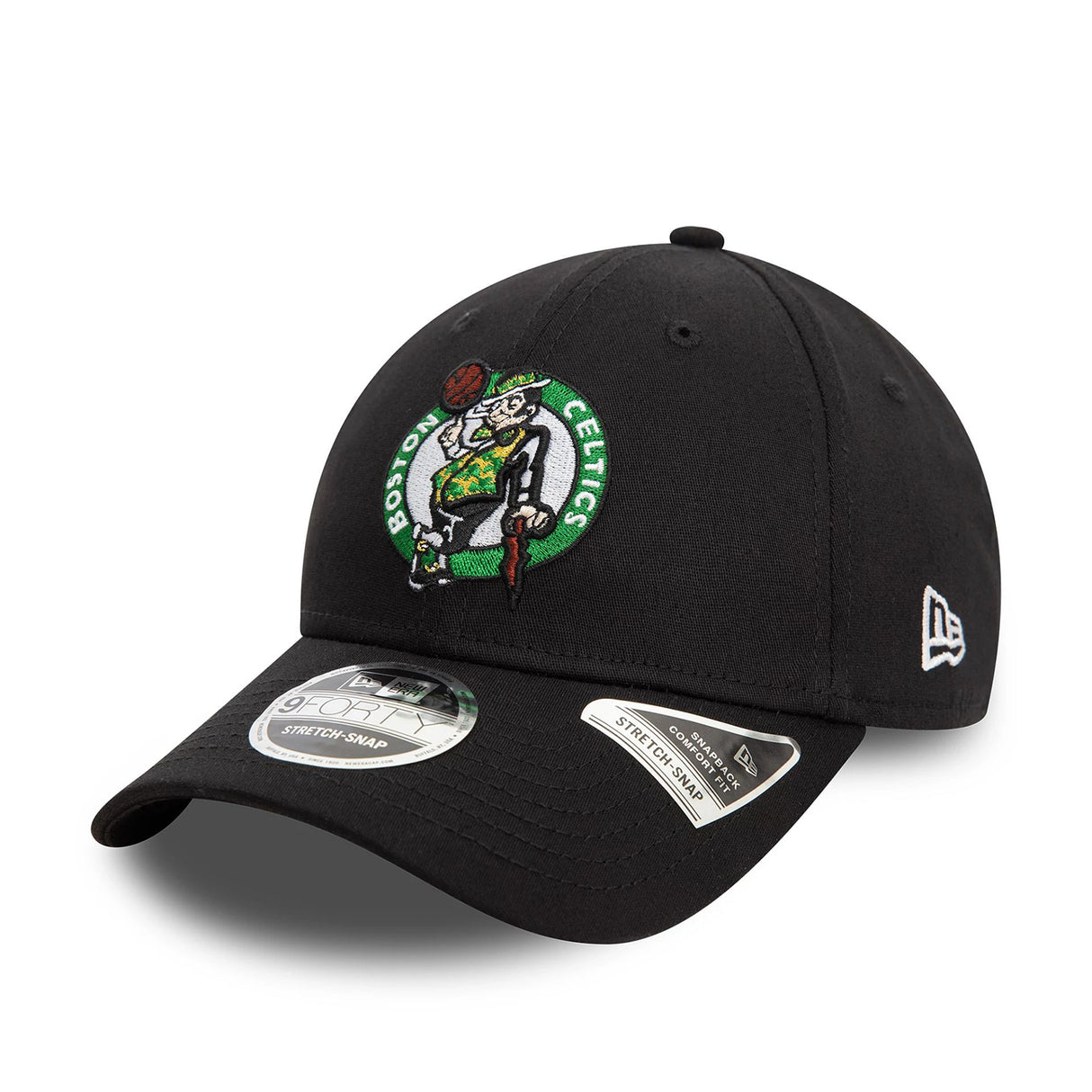 BOSTON CELTICS NBA BLACK 9FORTY STRETCH SNAP ADJUSTABLE CAP