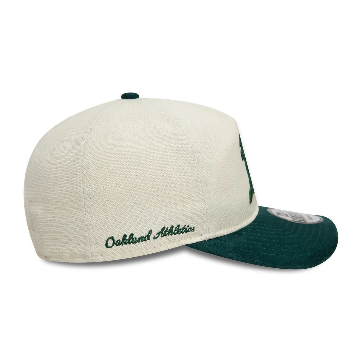 OAKLAND ATHLETICS SCRIPT PRECURVED CREAM GOLFER ADJUSTABLE CAP