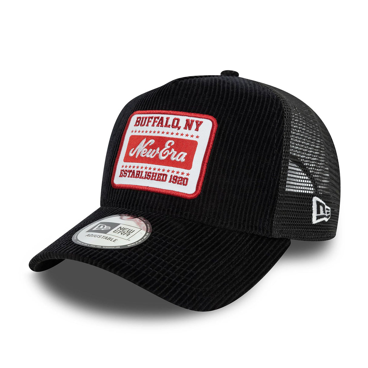 NEW ERA PATCH CORD BLACK 9FORTY A-FRAME TRUCKER ADJUSTABLE CAP