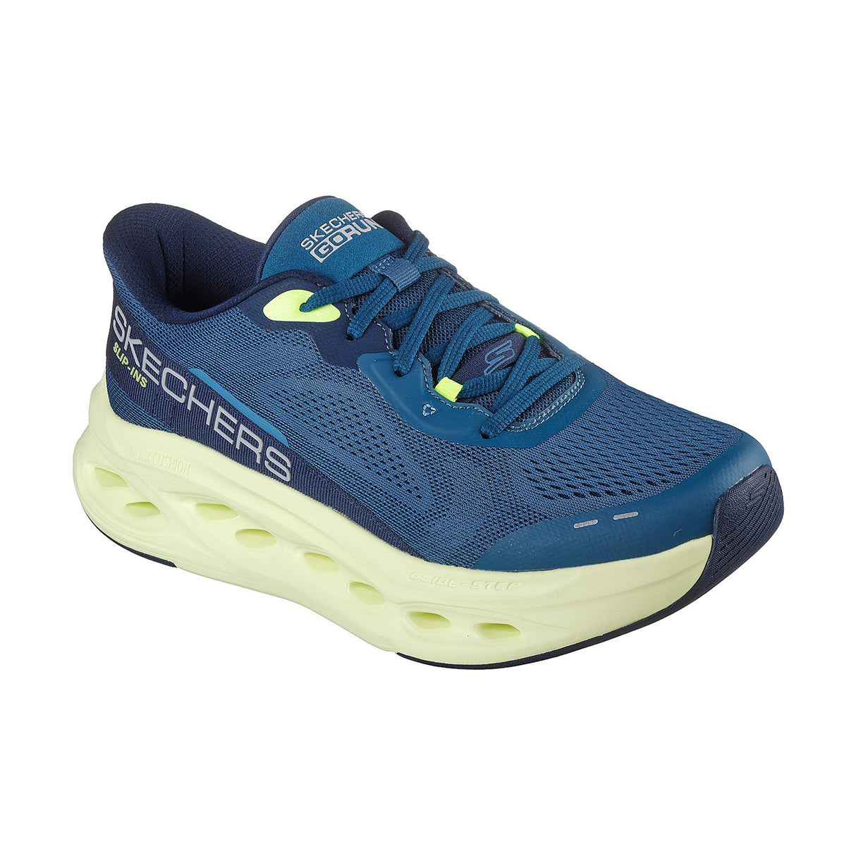 Skechers Men Light-Blue Max Cushioning Glide-Step - A