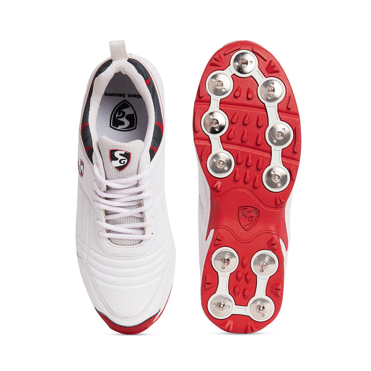 SG Sports Unisex White-Red Technical Sport-Cricket Shoe