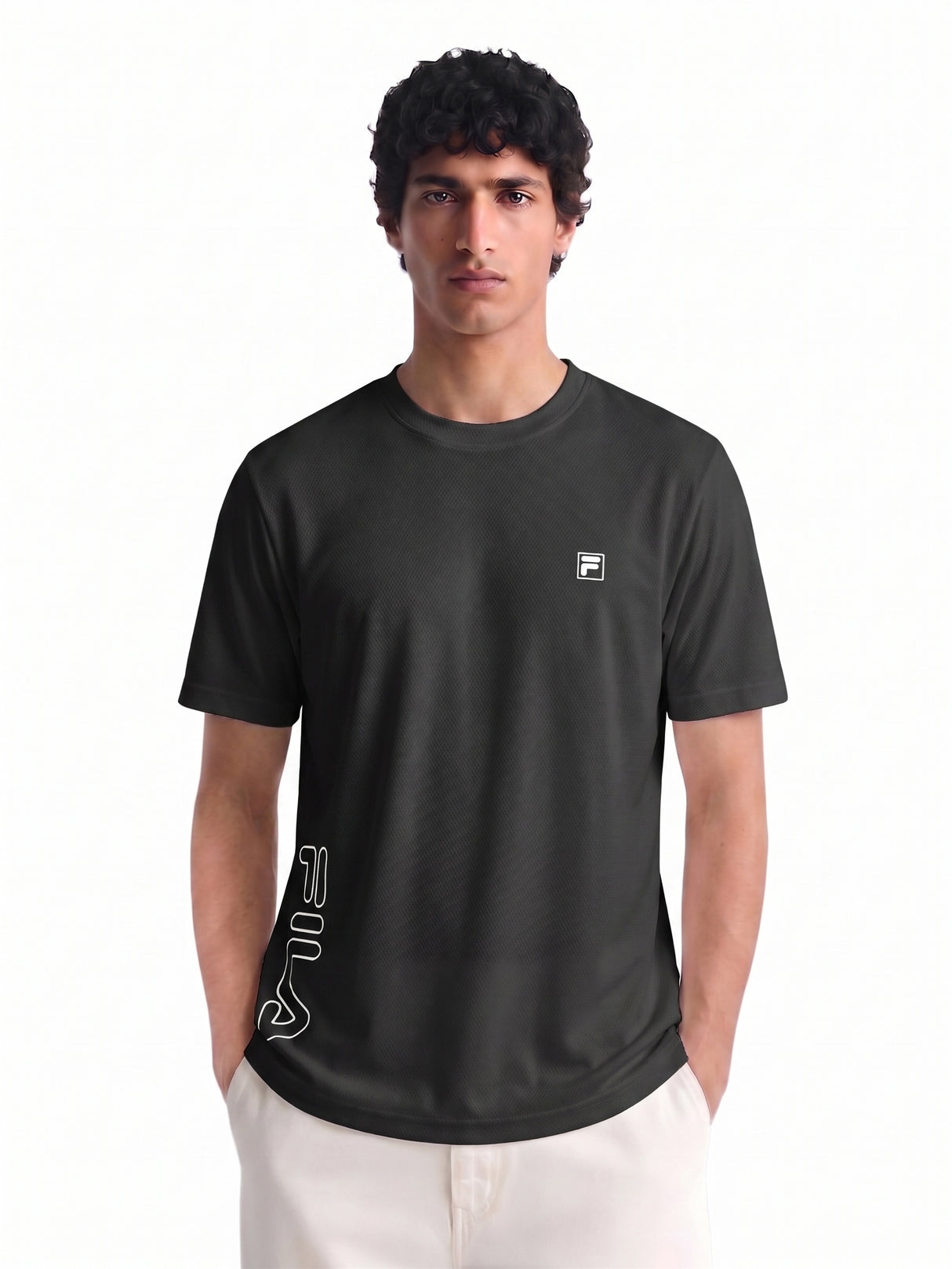 Fila Men Black Picco Tee Knitted Tee Shirt