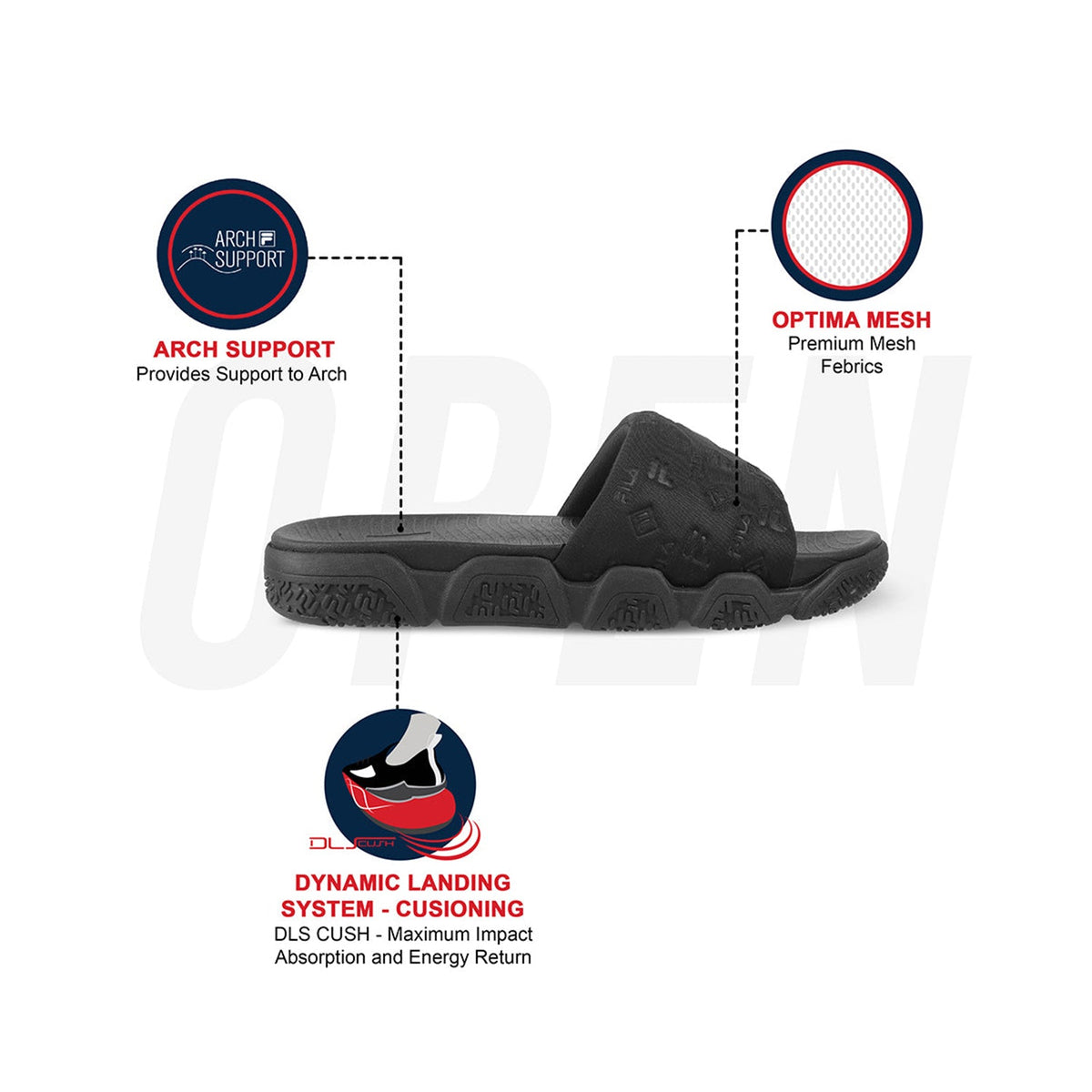 Fila Unisex Candor Black Sliders