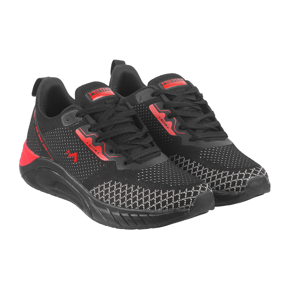 Metro Men Black Sports Walking Shoes