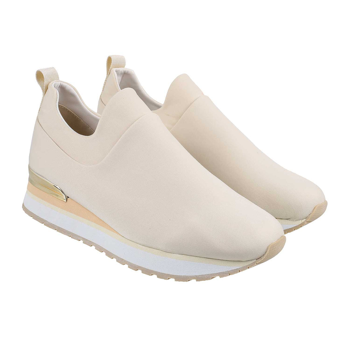 Mochi Women Beige Sports Walking Shoes