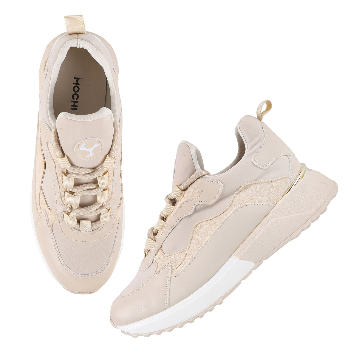 Mochi Women Beige Sports Walking Shoes