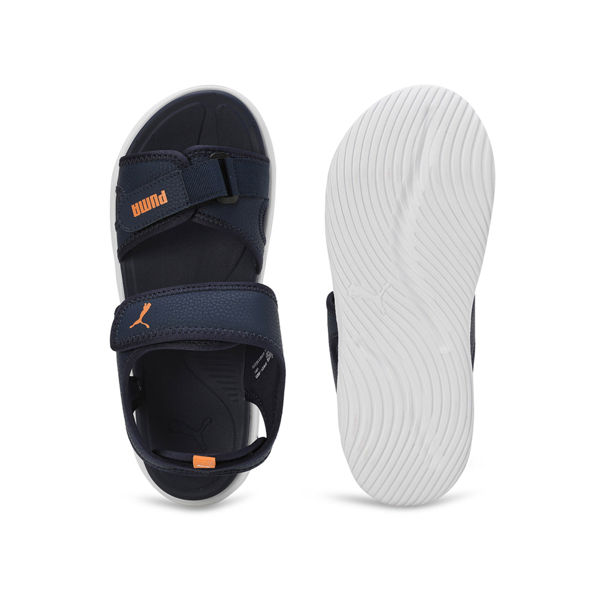 Puma Men Club Navy-Clementine-Puma White Softride Seave Proplex Hook And Loop Sandals
