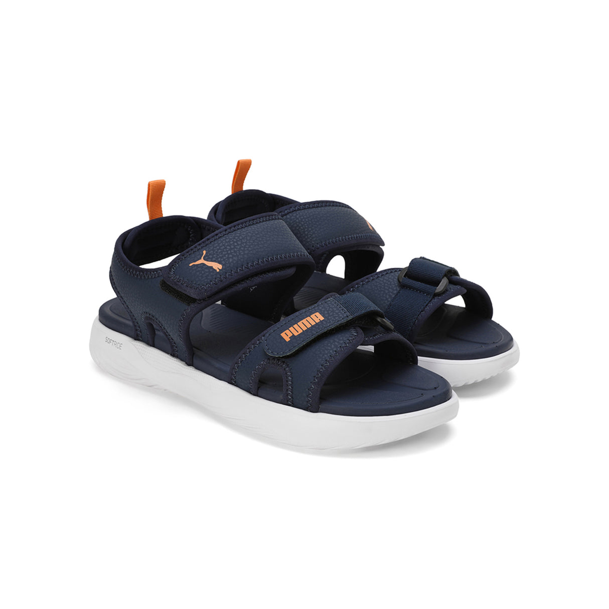 Puma Men Club Navy-Clementine-Puma White Softride Seave Proplex Hook And Loop Sandals