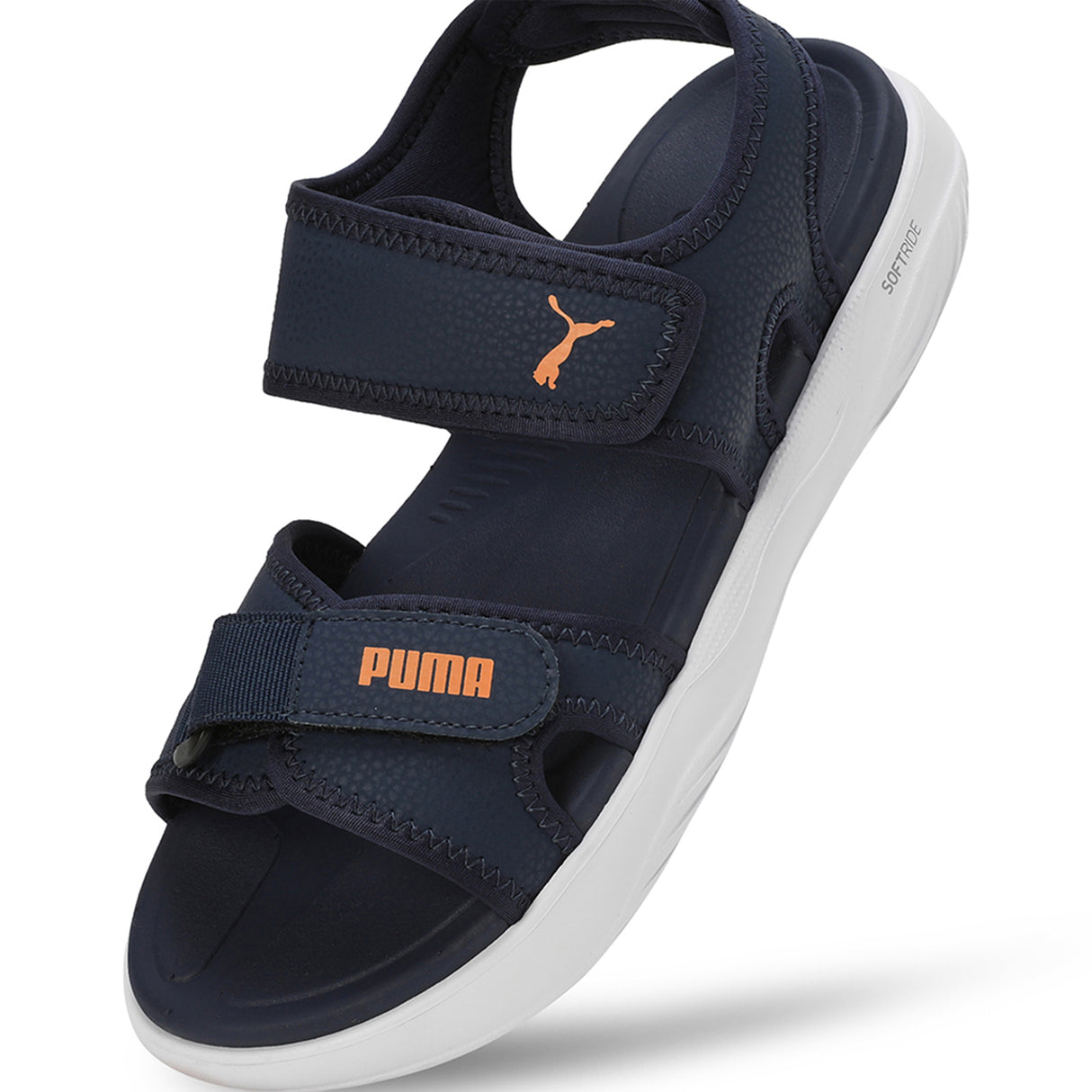 Puma Men Club Navy-Clementine-Puma White Softride Seave Proplex Hook And Loop Sandals
