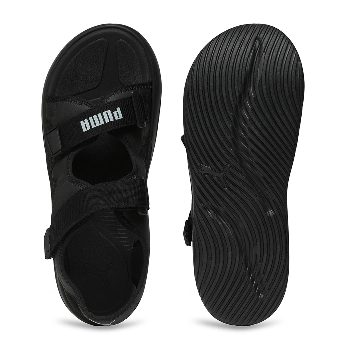 Puma Men Black-grey Softride Seave Aquaterra Sandal