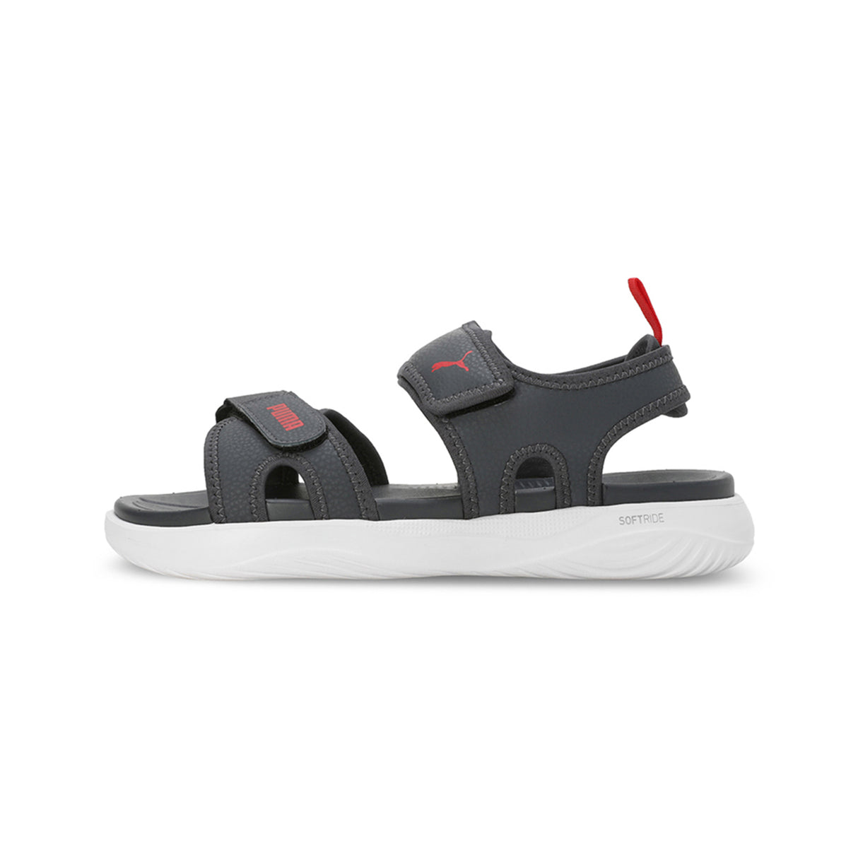 Puma Men Strong Grey-For All Time Red-Puma White Softride Seave Proplex Hook And Loop Sandals