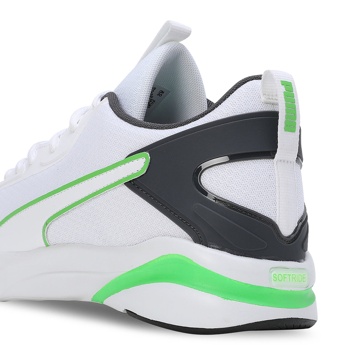 Puma Men Puma White-Dark Coal-Parakeet Green Men Softride Rift Runlyn Running Shoes