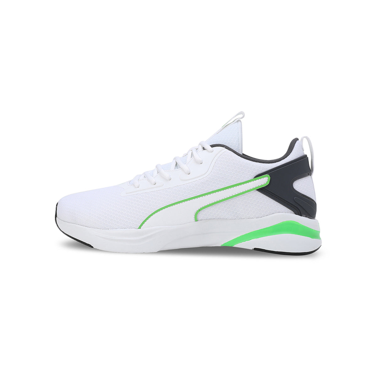 Puma Men Puma White-Dark Coal-Parakeet Green Men Softride Rift Runlyn Running Shoes