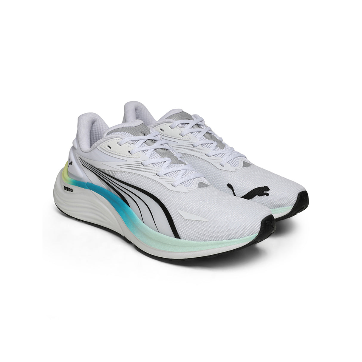 Puma Men Puma White-Mint Melt-Speed Blue Electrify Nitro™ 4 Running Shoes
