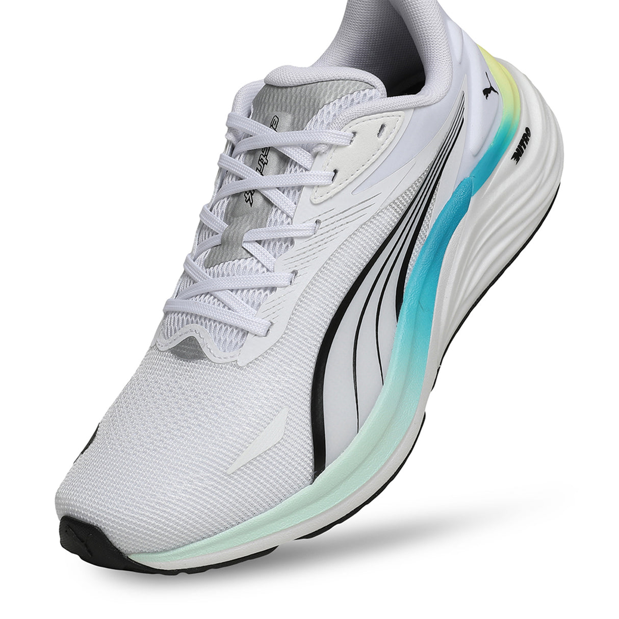 Puma Men Puma White-Mint Melt-Speed Blue Electrify Nitro™ 4 Running Shoes