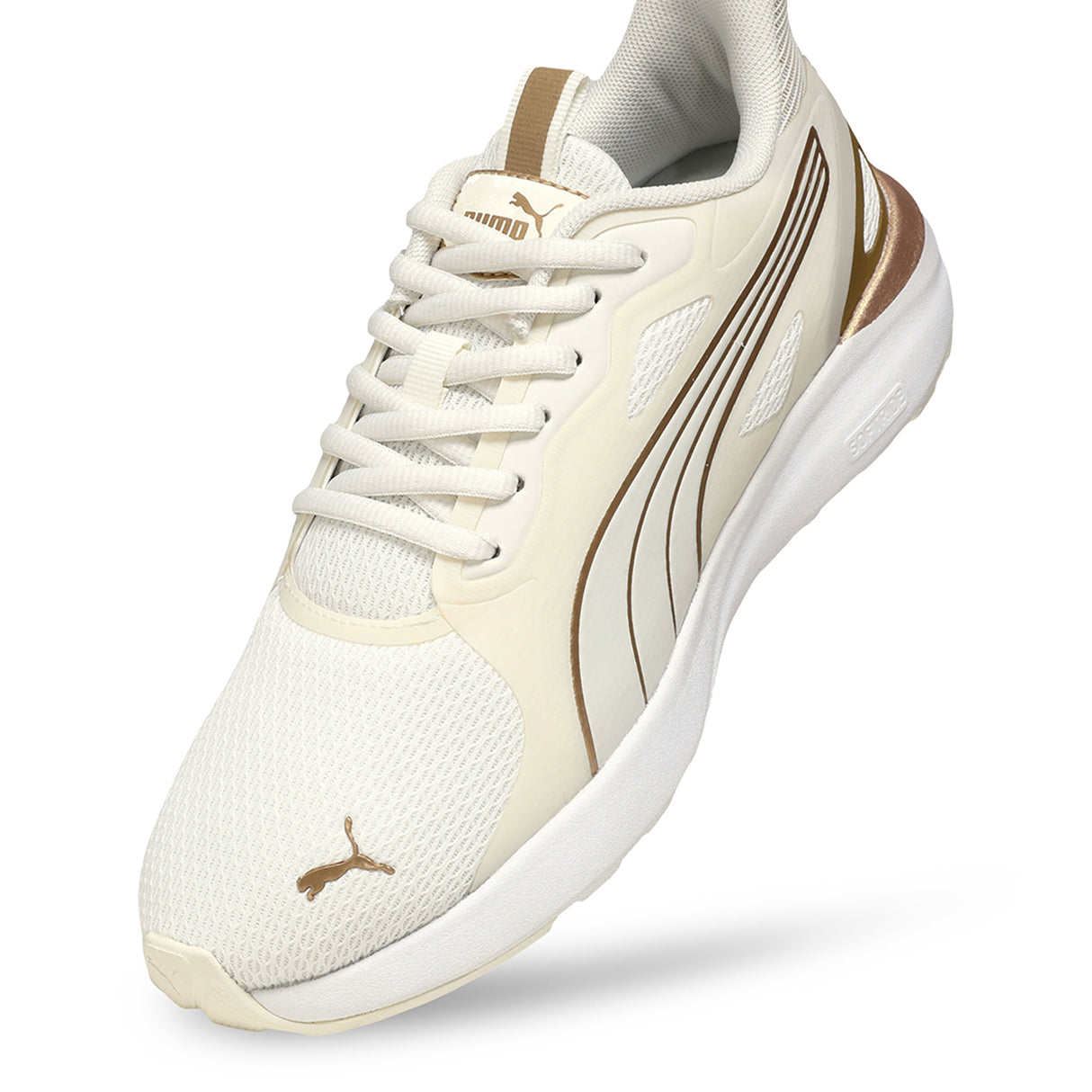 Puma Women Vapor Gray-Puma Gold-Warm White Softride Cosmic St Sliptech™ Women’S Day/Night Sneakers