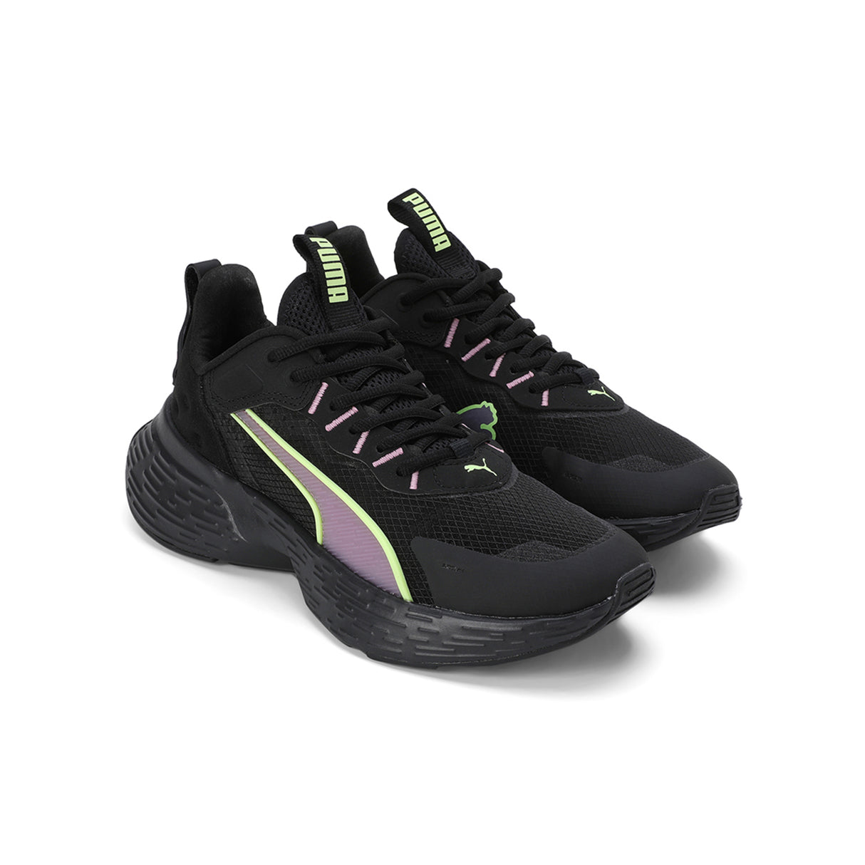 Puma Women Puma Black-Mauved Out-Fizzy Apple Softride Sway Running Shoes