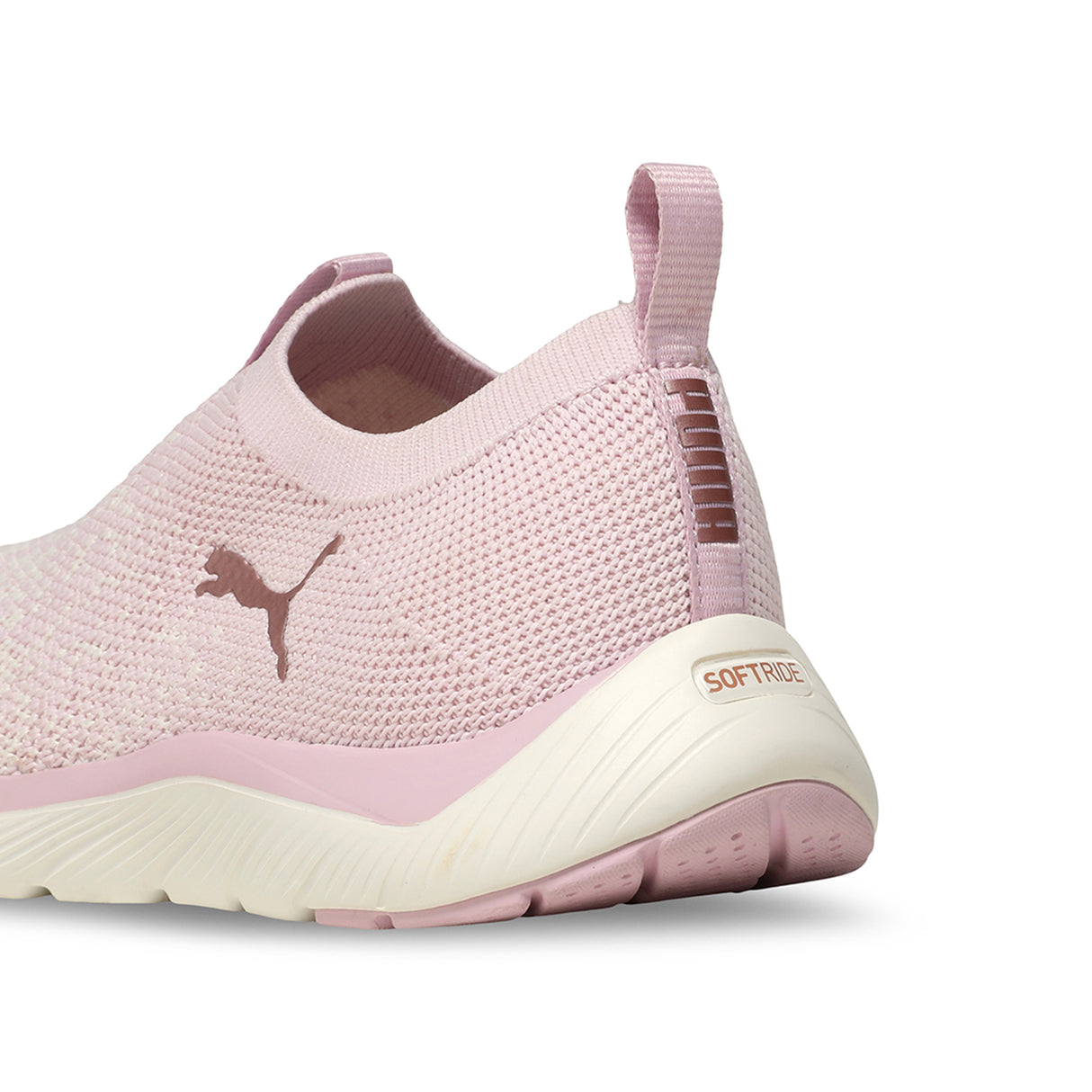 Puma Women Rose Mauve-Warm White-Rose Gold Softride Remi Slip-On Knit Running Shoes