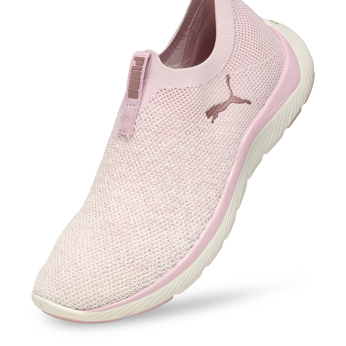 Puma Women Rose Mauve-Warm White-Rose Gold Softride Remi Slip-On Knit Running Shoes