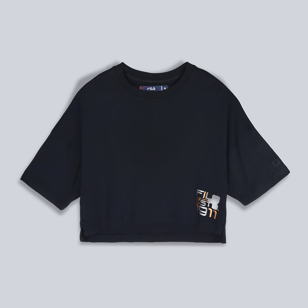 Fila Women Black Top & T-Shirt Boxy Loose Fit