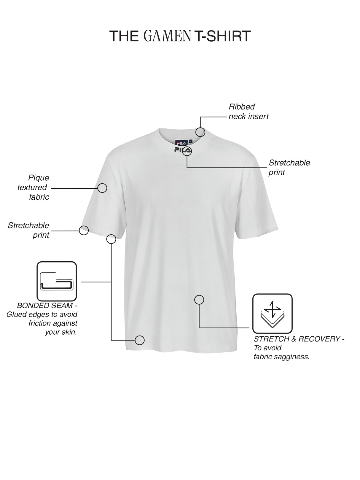 Fila Men White Gamen Knitted Tee Shirt