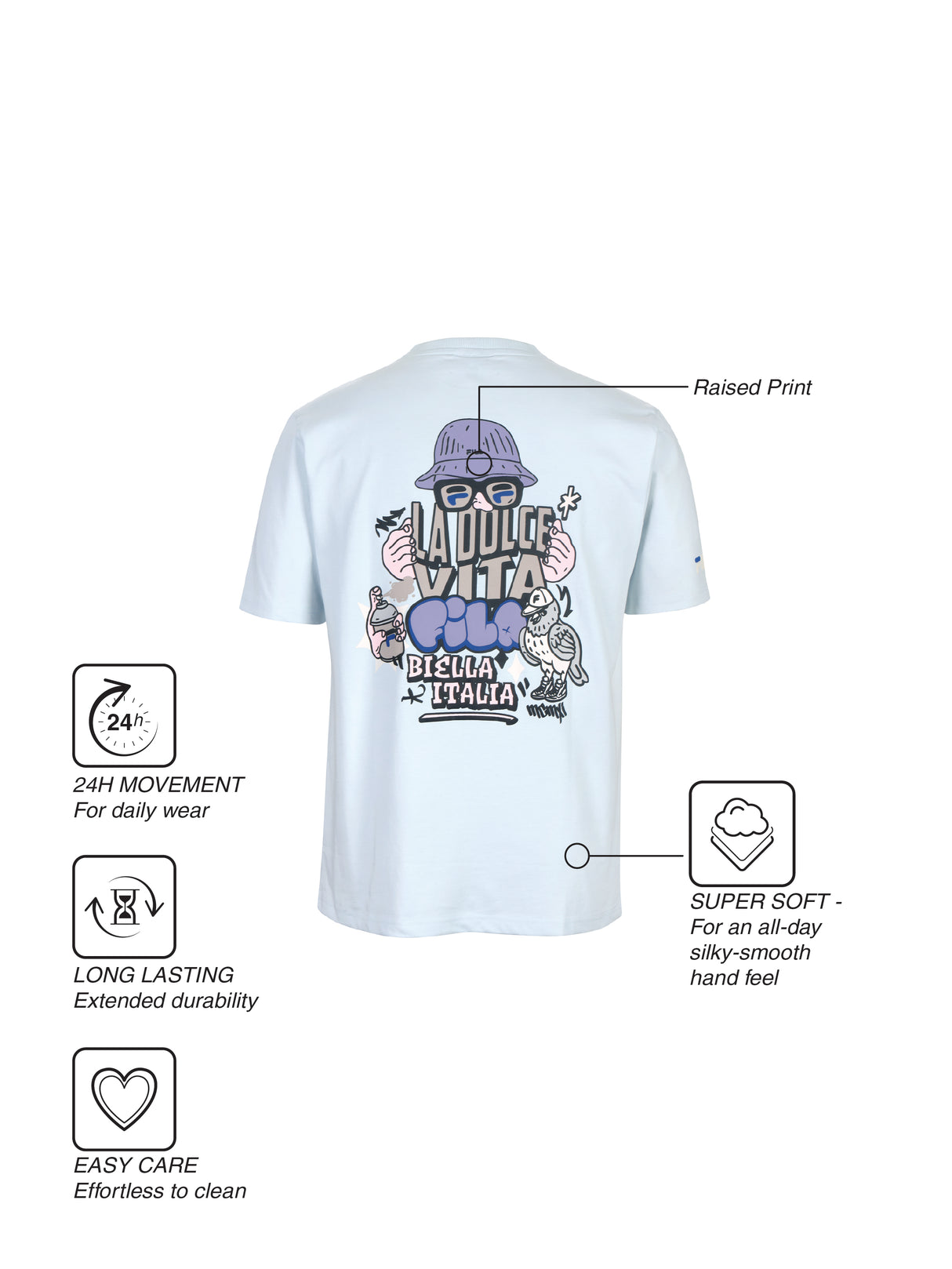 Fila Men Ice Blue Dolce Graphic T Shirt