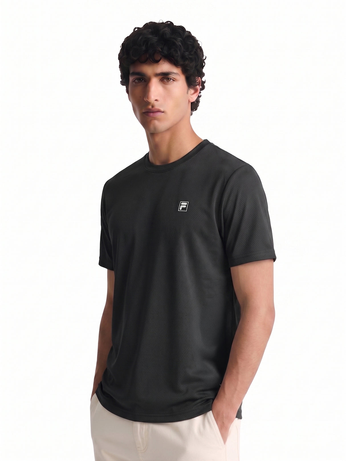 Fila Men Black Picco Tee Knitted Tee Shirt