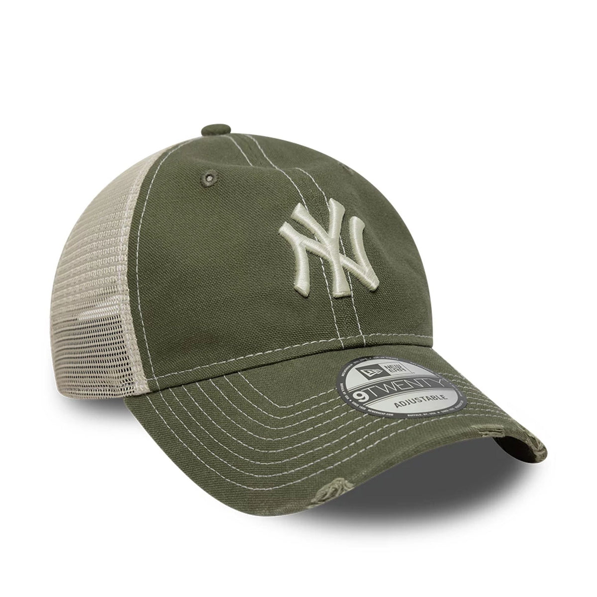 New York Yankees MLB Cotton Canvas Green 9TWENTY Trucker Adjustable Cap