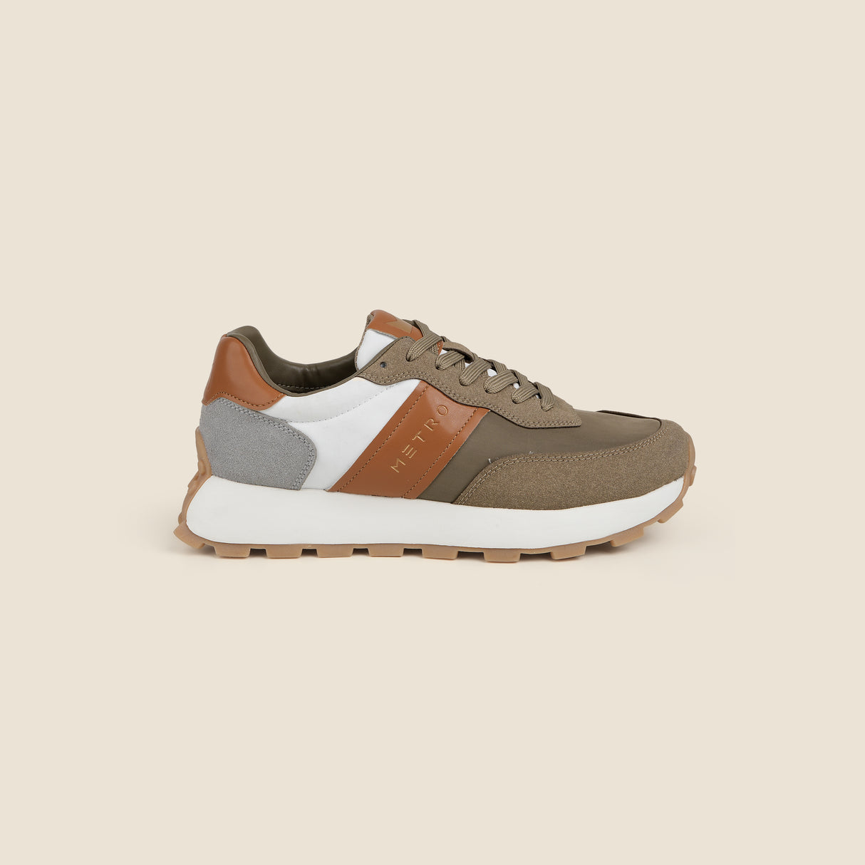 Metro Men Khaki Sports Walking Shoes