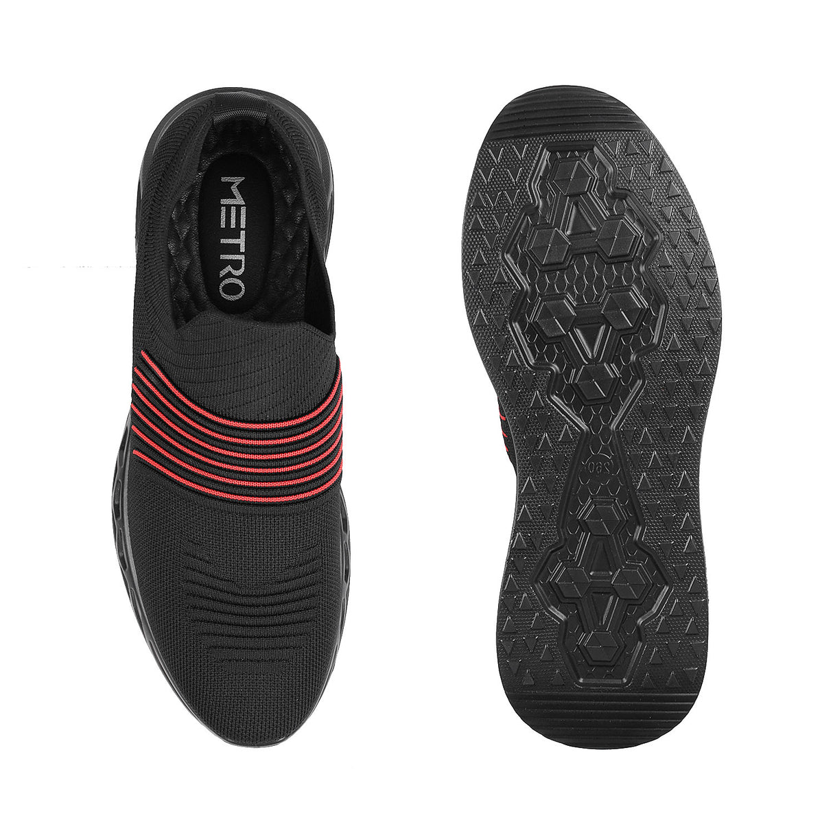 Metro Men Black Sports Walking Shoes
