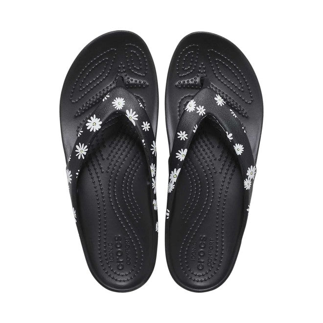 Women Black-Floral Casual Slippers