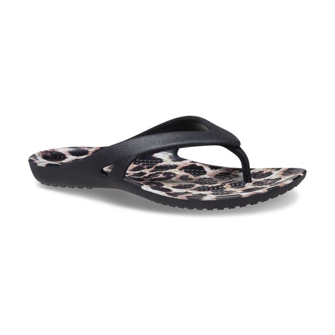 Women Black-Multi Animal Casual Slippers