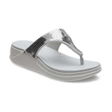 Women Pearl White-Silver Casual Slippers