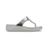 Women Pearl White-Silver Casual Slippers