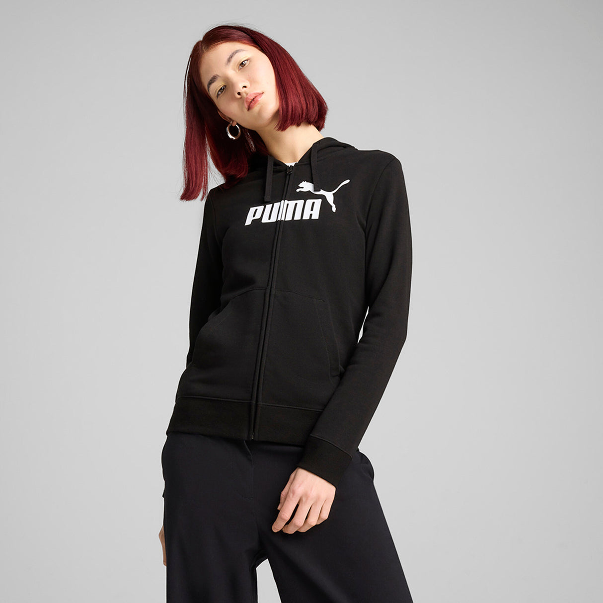 Puma Women Black Ess No. 1 Logo Full-Zip Hoodie Tr Apparels